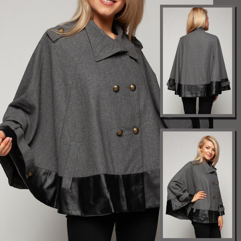 LEATHER TRIMMED CAPE